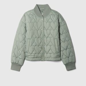 Madden Girl Sage Green Heart Quilted Bomber Jacket